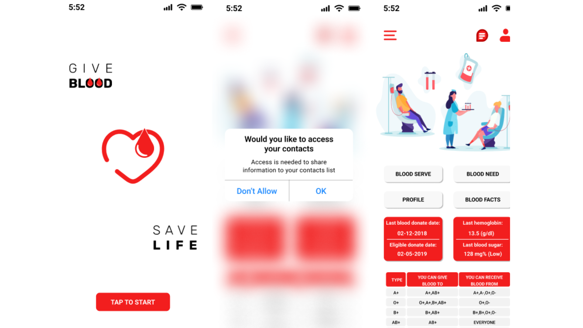 Blood Donation App UI