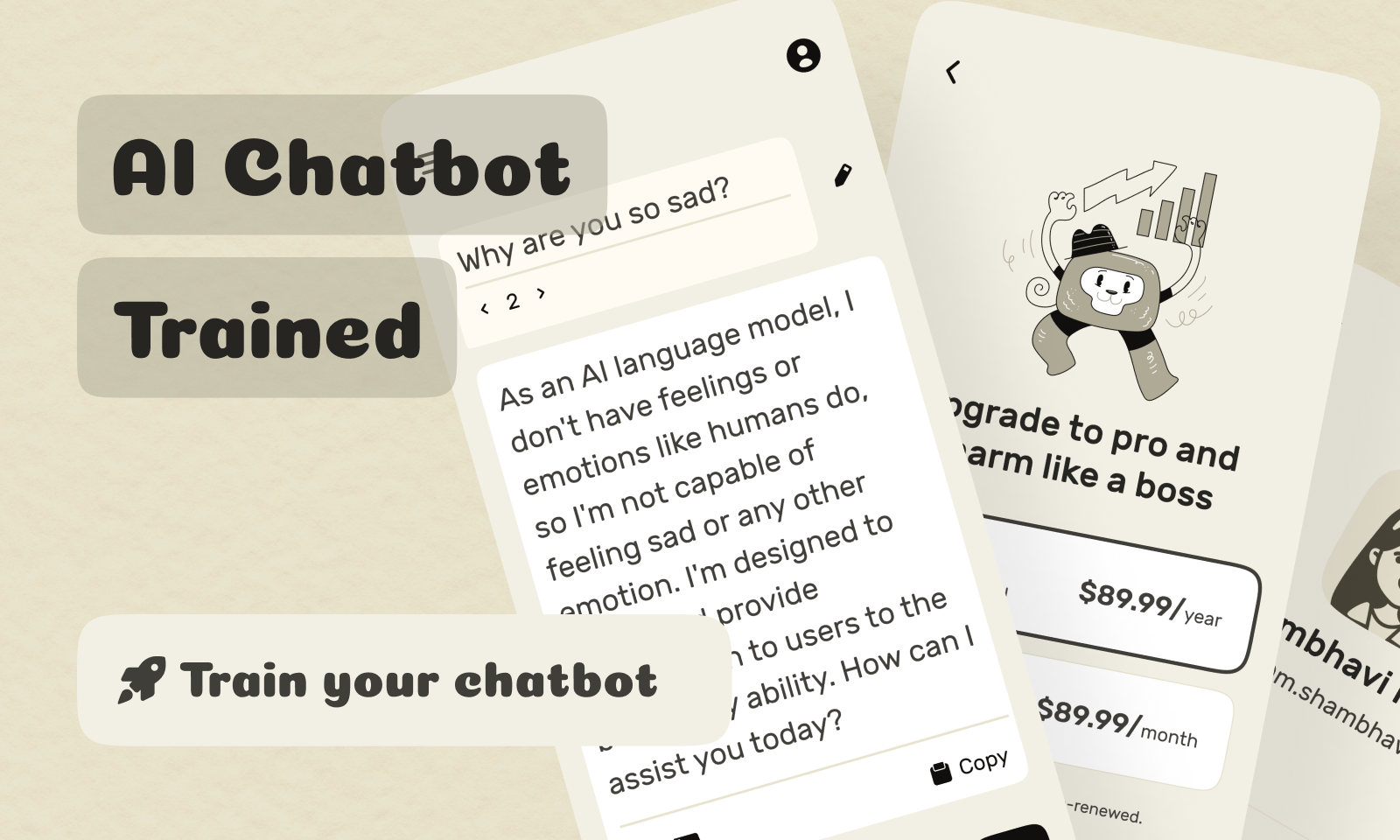 Trained AI Chat Bot UI Design
